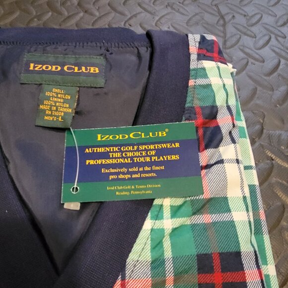 Vintage Men's Nylon Windbreaker by Izod, Plaid, Pullover V Neck, Lined, NOS, L - Picture 16 of 16